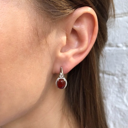 Купить оптом серьги из серебра с агатами и фианитами 2340390182л-32 от Krasnoe