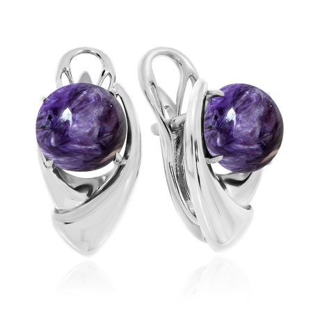 Купить оптом серьги из серебра с чароитами 2340462360 от Krasnoe