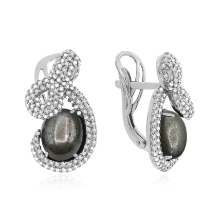 Купить оптом серьги из серебра с пиритами, ситаллами и фианитами 2340П01793л от Krasnoe