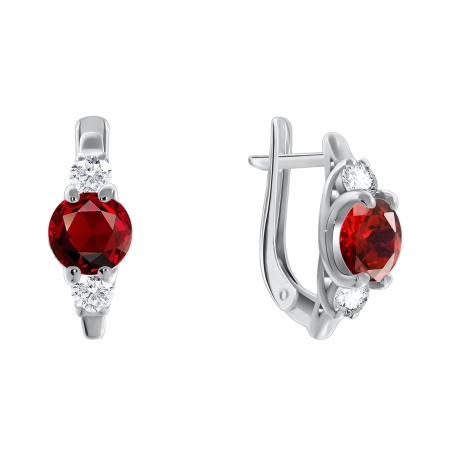 Купить оптом серьги из серебра с гранатами и фианитами 2340820260 от Krasnoe