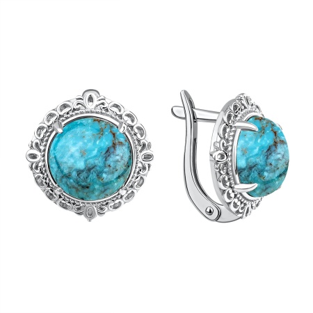 Купить оптом серьги из серебра с бирюзой 2340311994 от Krasnoe