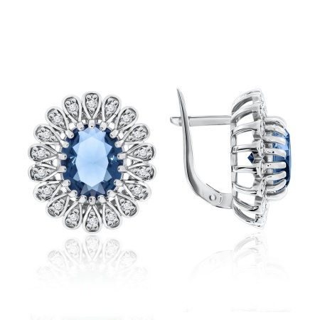 Купить оптом серьги из серебра с ситаллами и фианитами 2340880251-76 от Krasnoe