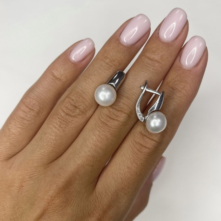 Купить оптом серьги из серебра с жемчугами 2340051392 от Krasnoe