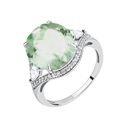 Купить оптом кольцо из серебра с празиолитом и фианитами 1340911970л-68 от Krasnoe