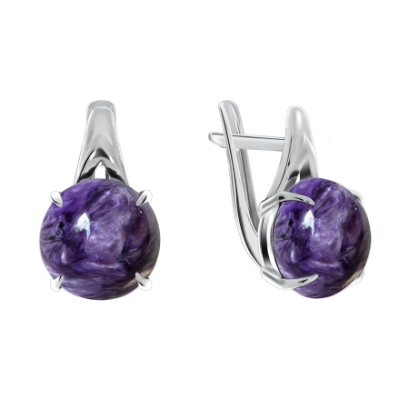 Купить оптом серьги из серебра с чароитами 2340460124 от Krasnoe