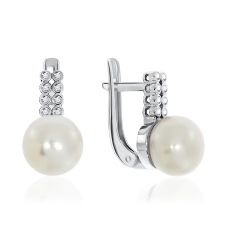 Купить оптом серьги из серебра с жемчугами и фианитами 2340050805л от Krasnoe