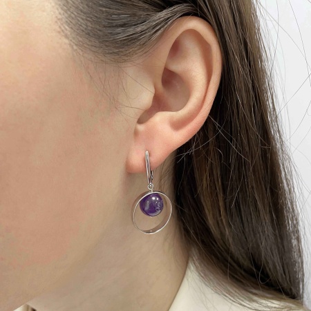 Купить оптом серьги из серебра с аметистами 2340061026-1 от Krasnoe