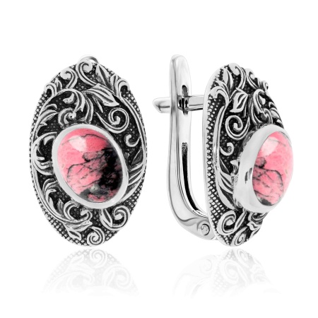 Купить оптом серьги из серебра с родонитами 2310451369 от Krasnoe
