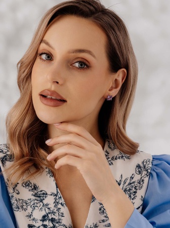 Купить оптом пусеты из серебра с аметистами 2340061912 от Krasnoe