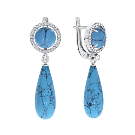 Купить оптом серьги из серебра с бирюзой и фианитами 2340270342л-1 от Krasnoe