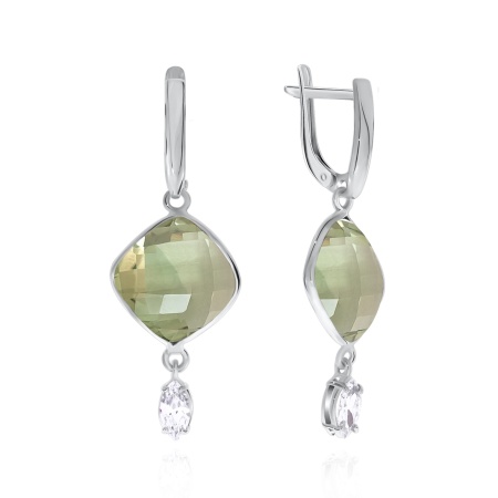 Купить оптом серьги из серебра с фианитами и халцедонами 2340602877л-69 от Krasnoe