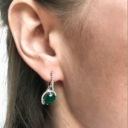 Купить оптом серьги из серебра с агатами и фианитами 2340390120-60 от Krasnoe