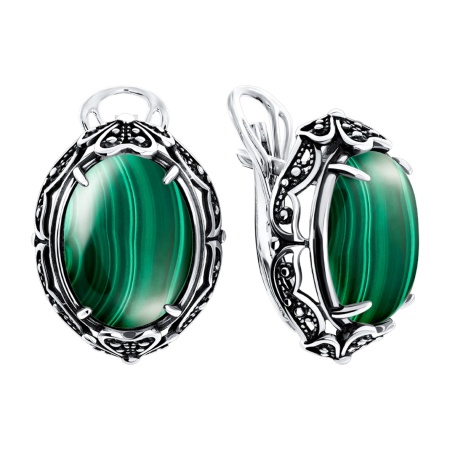 Купить оптом серьги из серебра с малахитами 2310385711 от Krasnoe