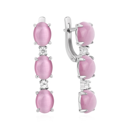 Купить оптом серьги из серебра с фианитами и кошачий глазами 2340266650-30 от Krasnoe