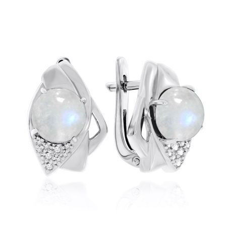 Купить оптом серьги из серебра с лунным камнем и фианитами 2340932365 от Krasnoe