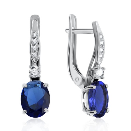 Купить оптом серьги из серебра с фианитами и кристалл ювелирныйами 2320290188л-82 от Krasnoe