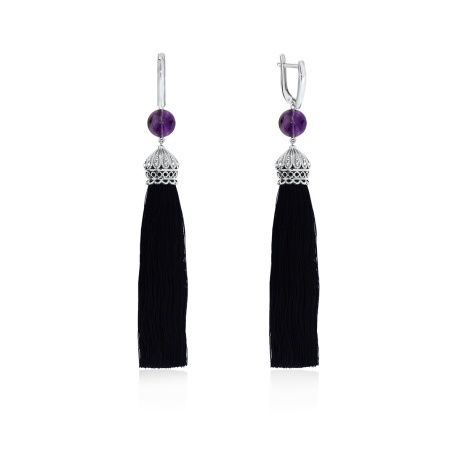 Купить оптом серьги из серебра с аметистами и фианитами 2340060517л-15 от Krasnoe