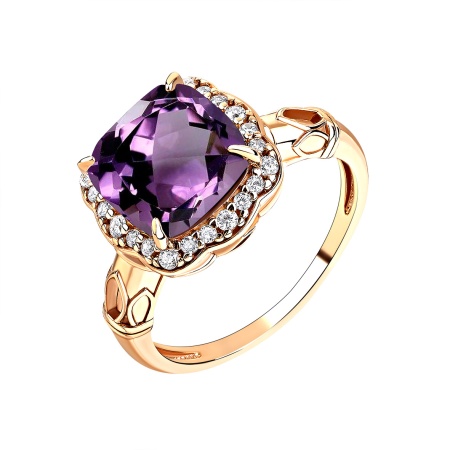 Купить оптом кольцо из серебра с аметистом и фианитами 1320061964л от Krasnoe