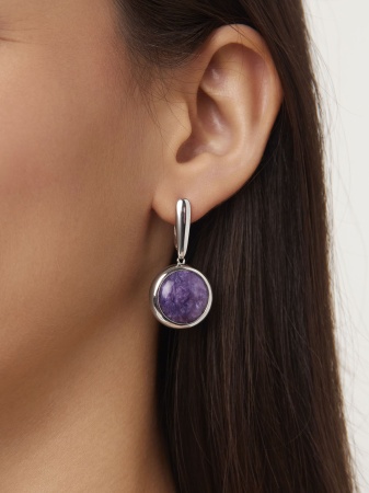 Купить оптом серьги из серебра с чароитами 2340460396 от Krasnoe