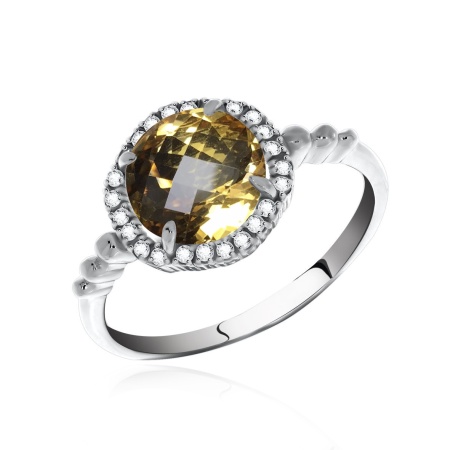 Купить оптом кольцо из серебра с кристаллом ювелирным и фианитами 1340290249-54 от Krasnoe