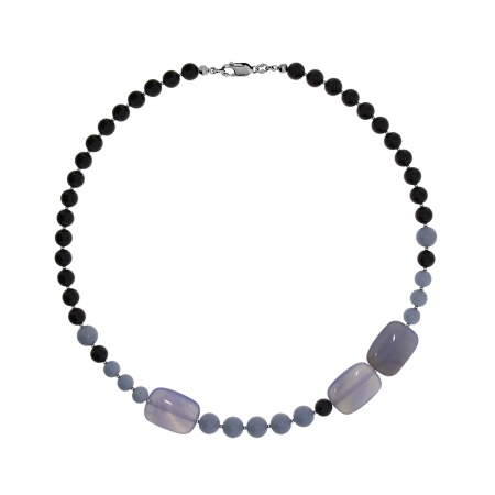 Купить оптом бусы из серебра с агатами, ангелитами и ониксами 8340436131-45 от Krasnoe