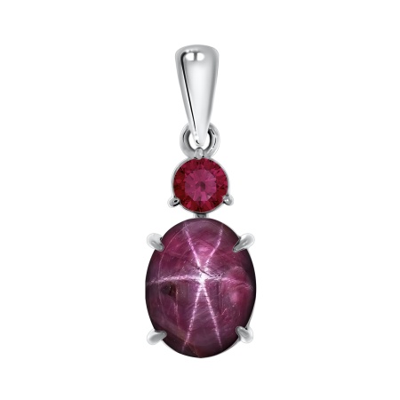 Купить оптом подвеска из серебра с натуральным корундом и рубином звездчатым 3340940367-37 от Krasnoe
