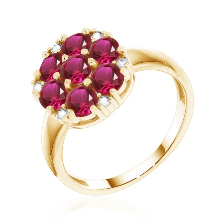 Купить оптом кольцо из серебра с фианитами и натуральными корундами 1320801839л-31 от Krasnoe