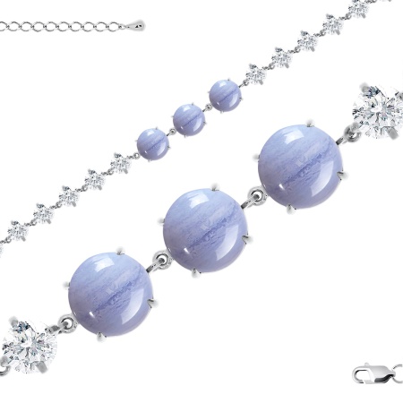 Купить оптом браслет из серебра с агатами и фианитами 4340392508-18-84 от Krasnoe