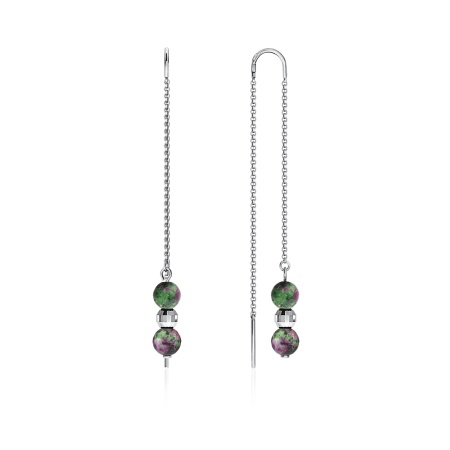 Купить оптом серьги из серебра с цоизитами 2340590714 от Krasnoe