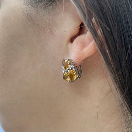 Купить оптом серьги из серебра с цитринами и фианитами 2340851803л от Krasnoe