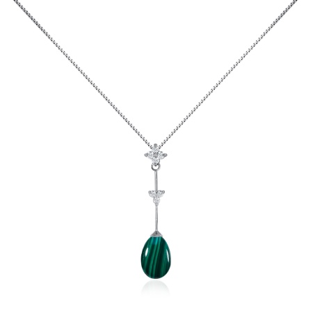 Купить оптом колье из серебра с малахитом и фианитами 8340380737-50 от Krasnoe