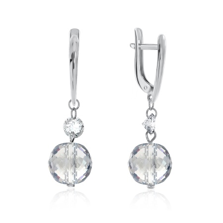 Купить оптом серьги из серебра с фианитами и хрусталём 2340520625 от Krasnoe