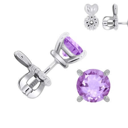 Купить оптом пусеты из серебра с аметистами П340060470 от Krasnoe