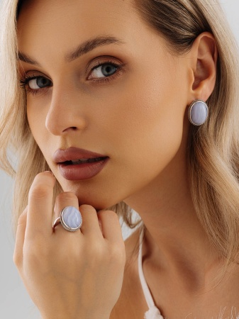 Купить оптом серьги из серебра с агатами 2310396358-84 от Krasnoe