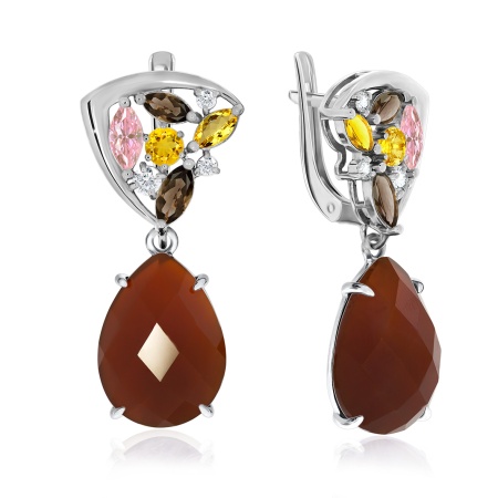 Купить оптом серьги из серебра с агатами, ситаллами и фианитами 2340390885-40 от Krasnoe