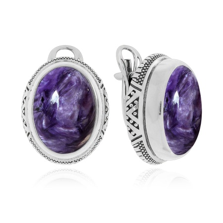 Купить оптом серьги из серебра с чароитами 2310461488 от Krasnoe