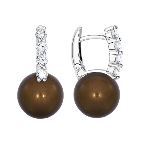 Купить оптом серьги из серебра с жемчугами и фианитами 2340241576-42 от Krasnoe