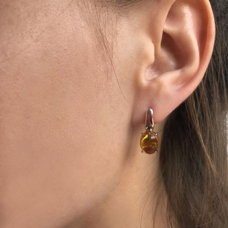 Купить оптом серьги из серебра с янтарём 2340480045 от Krasnoe