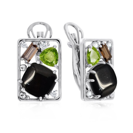 Купить оптом серьги из серебра с агатами, ситаллами и фианитами 2340391177-20 от Krasnoe