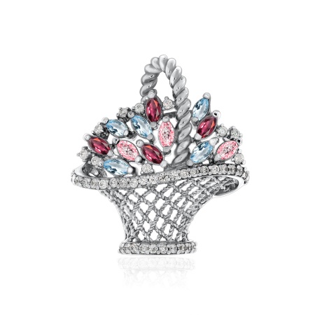 Купить оптом подвеска из серебра с хризолитом, топазами, кристалл ювелирныйами и фианитами 3340873574л-70 от Krasnoe