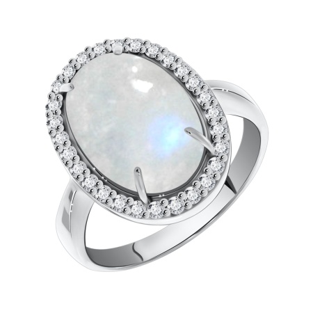 Купить оптом кольцо из серебра с лунным камнем и фианитами 1340930253 от Krasnoe