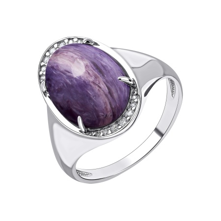 Купить оптом кольцо из серебра с чароитом и фианитами 1340461968л от Krasnoe