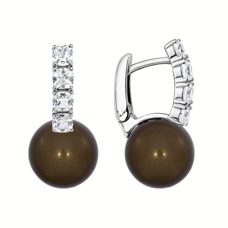 Купить оптом серьги из серебра с жемчугами и фианитами 2340241577-42 от Krasnoe