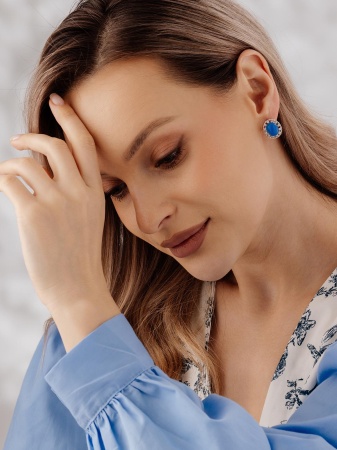 Купить оптом серьги из серебра с агатами и фианитами 2340390973л-70 от Krasnoe