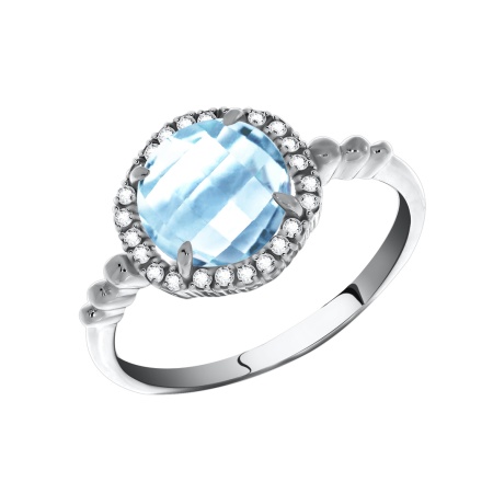 Купить оптом кольцо из серебра с кристаллом ювелирным и фианитами 1340290249-73 от Krasnoe