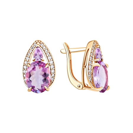 Купить оптом серьги из серебра с аметистами, ситаллами и фианитами 2320791970л-92 от Krasnoe