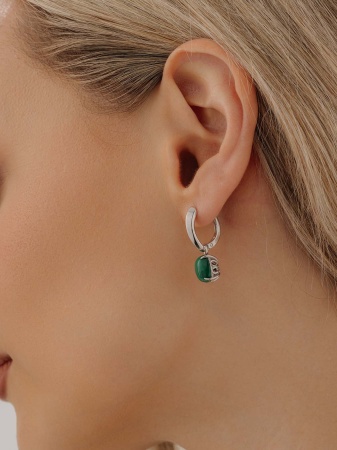 Купить оптом серьги из серебра с малахитами 2340380901 от Krasnoe