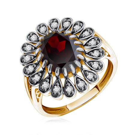 Купить оптом кольцо из серебра с гранатом и фианитами 1321820251 от Krasnoe