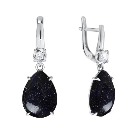 Купить оптом серьги из серебра с фианитами и синтетическими авантюринами 2340360502-80 от Krasnoe