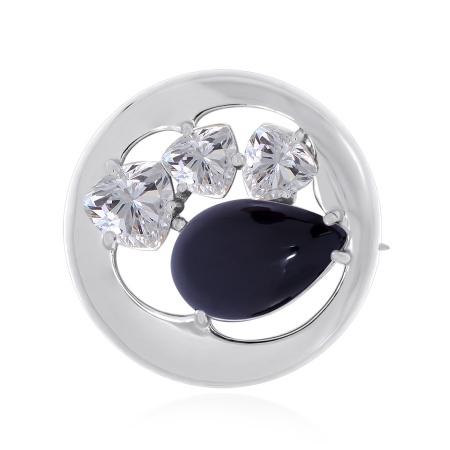 Купить оптом брошь из серебра с агатом и фианитами 6340391174-20-1 от Krasnoe